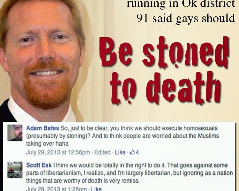 Okl. candidate favors stoning gays to death