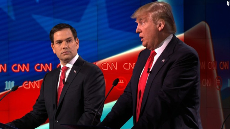 In a normal debate, Trump ineffective, Rubio shines