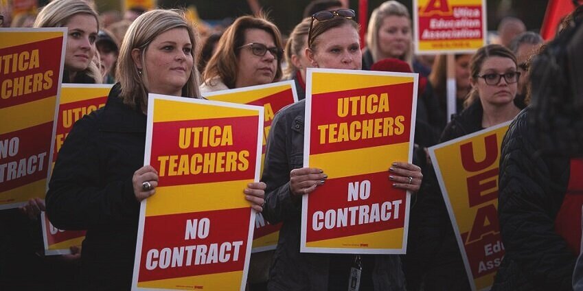 Teachers in the state’s highest-paid school district demand a better contract